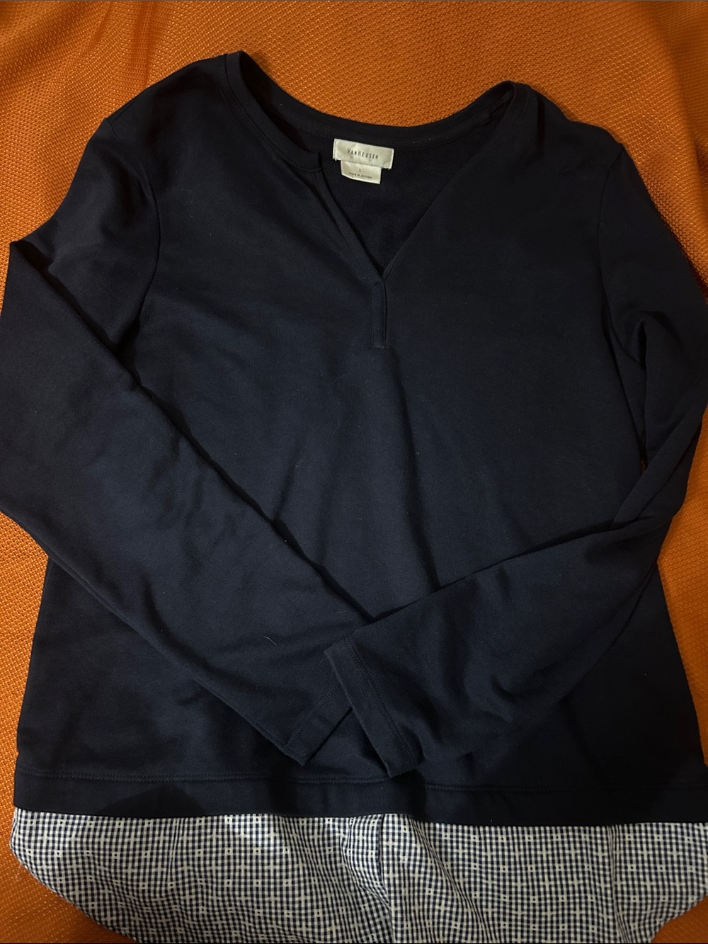 Van Heusen Women's Navy V-Neck Layered Hem Top